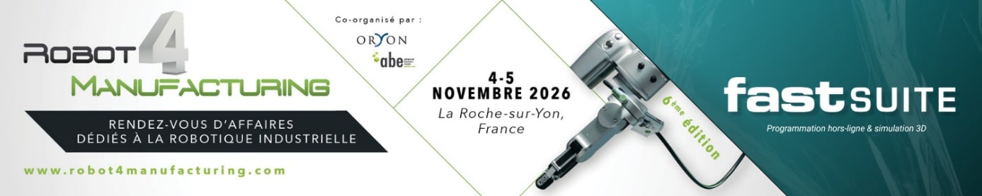 Bannière de la convention Robot4Manufacturing 2026, les 4 et 5 novembre à La Roche-sur-Yon